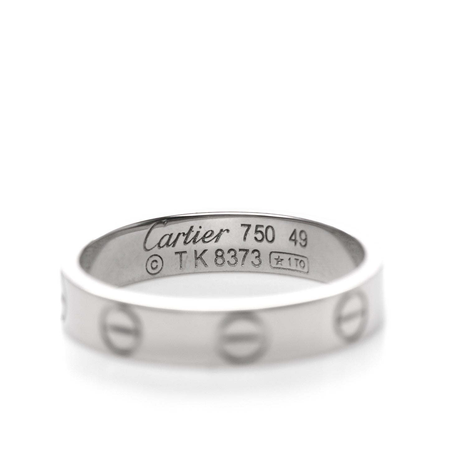 Cartier 18K White Gold 3.5mm LOVE Wedding Band Ring 49 4.75 4 of 4