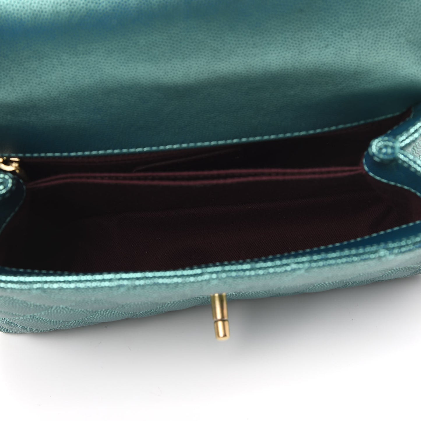Metallic Caviar Quilted Mini Coco Handle Flap Blue
