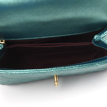 Chanel Metallic Caviar Quilted Mini Coco Handle Flap Blue 5 of 11