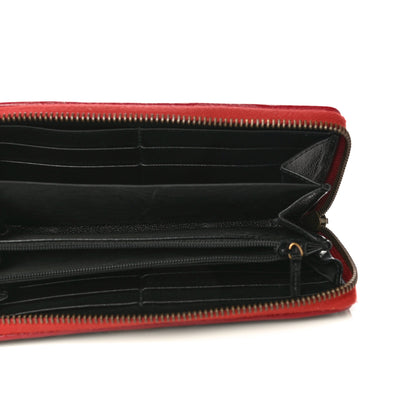 Gucci Vintage Effect Calfskin Matelasse Diagonal Torchon GG Marmont Zip Around Wallet Black Romantic Cherry 5 of 12