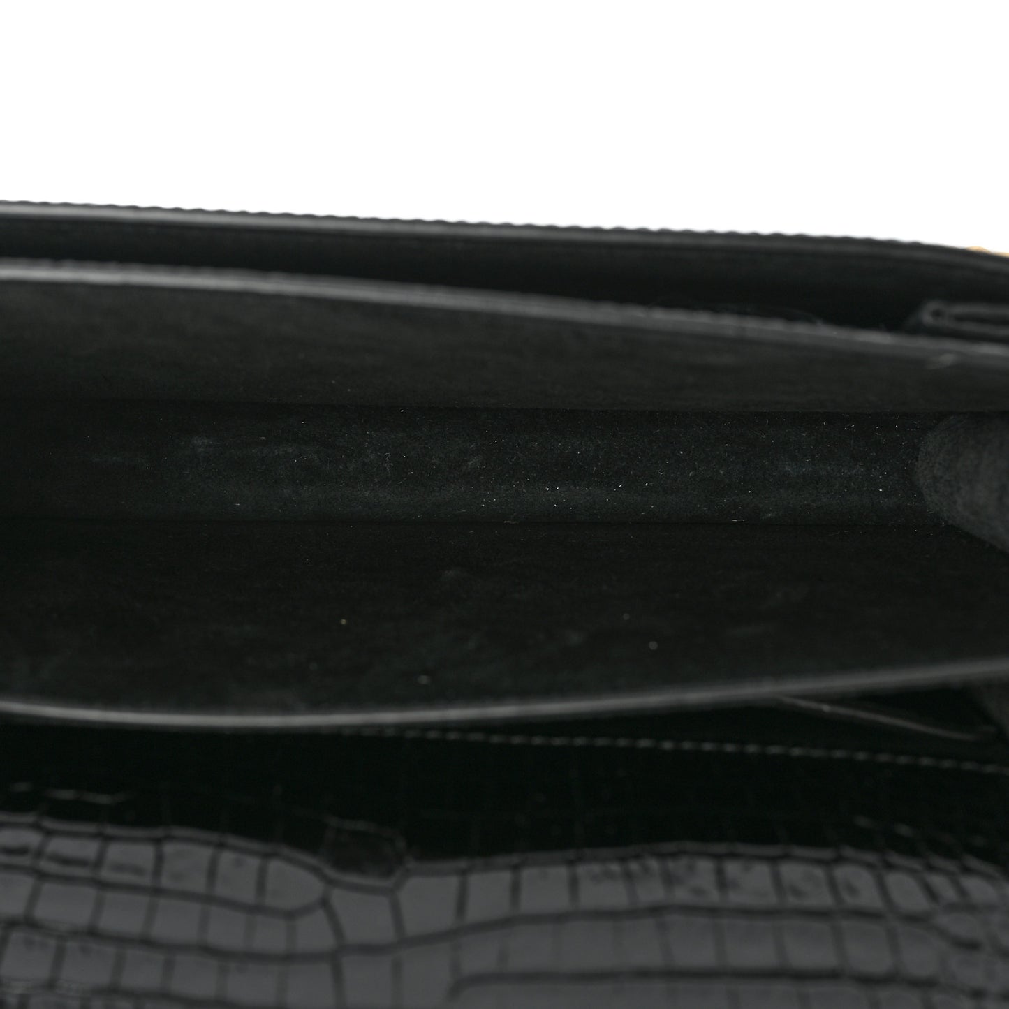 Calfskin Crocodile Embossed Medium Monogram Sunset Black