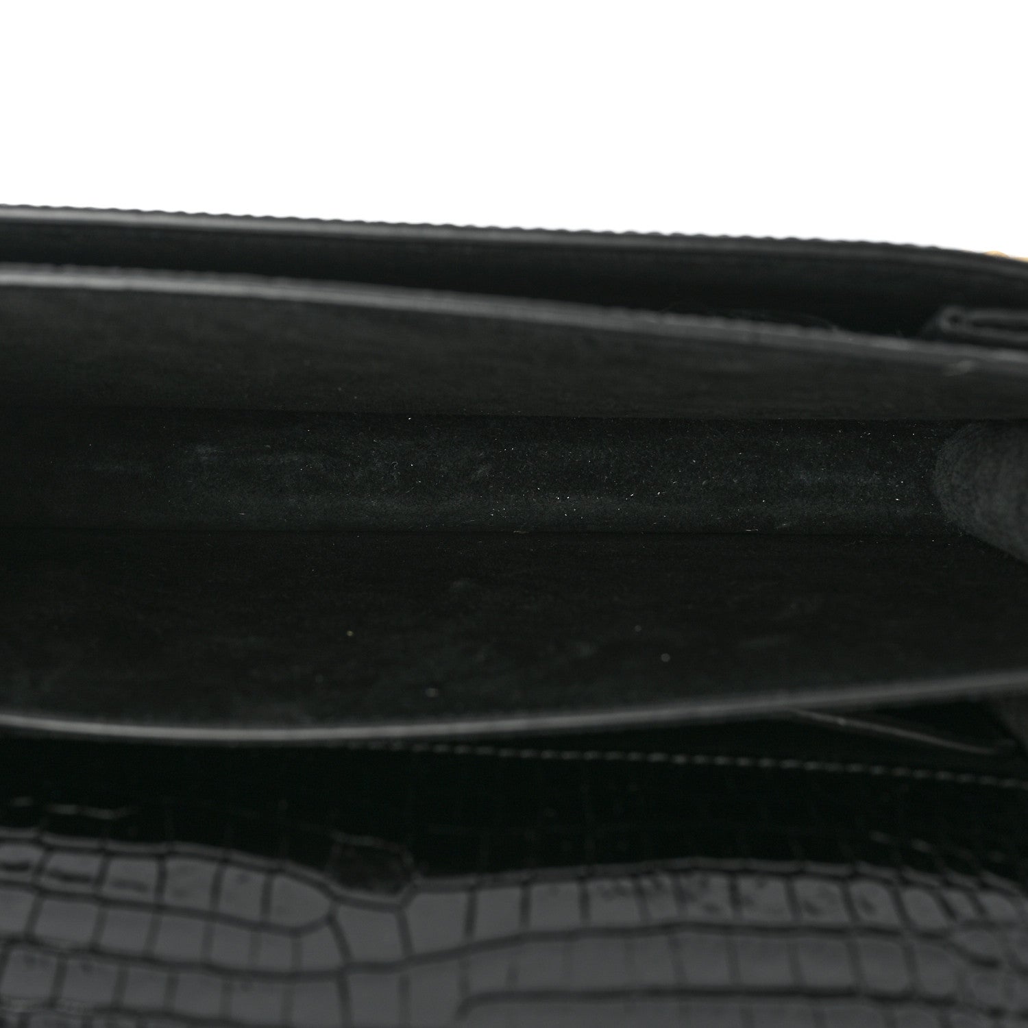 Saint Laurent Calfskin Crocodile Embossed Medium Monogram Sunset Black 6 of 10