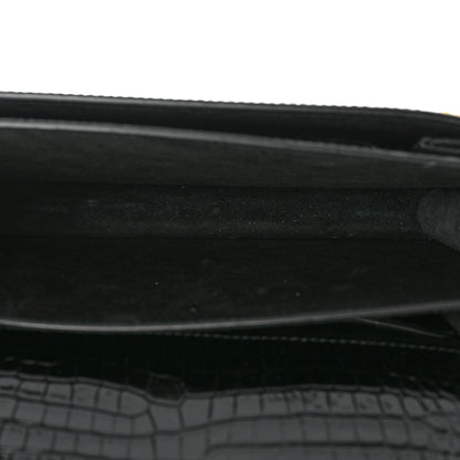Saint Laurent Calfskin Crocodile Embossed Medium Monogram Sunset Black 6 of 10