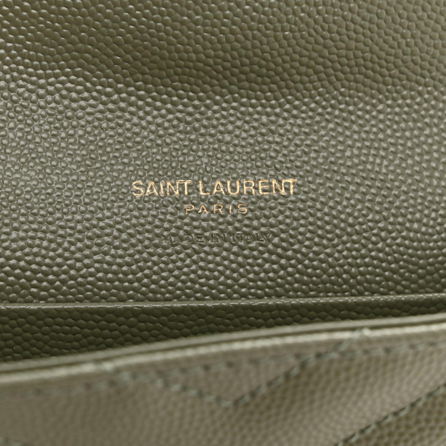 Saint Laurent Grain De Poudre Matelasse Chevron Small Monogram Envelope Wallet Light Sage 6 of 8