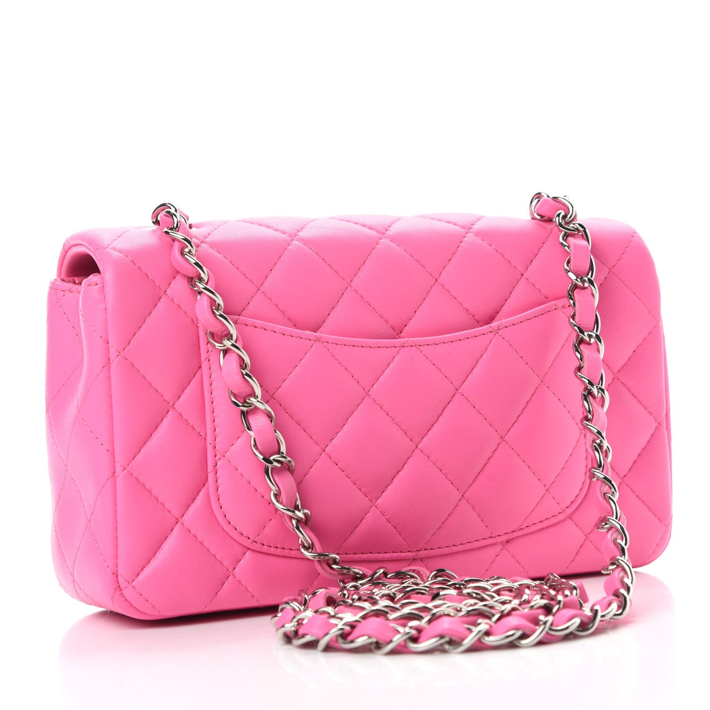 Lambskin Quilted Mini Rectangular Flap Pink