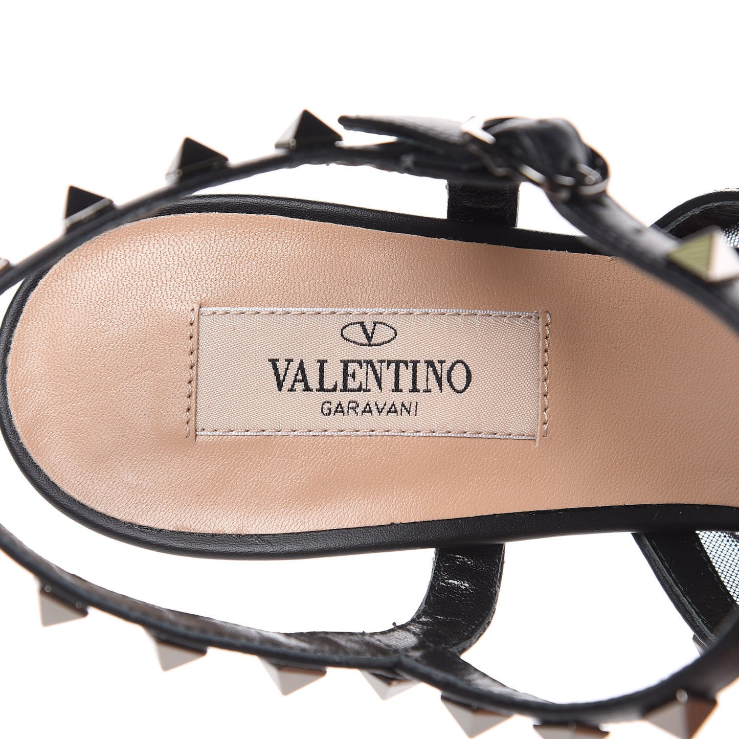Calfskin Mesh Rockstud Gladiator 105mm Sandals 38 Black