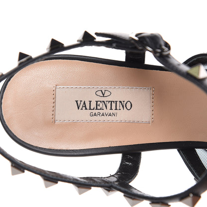 Valentino Garavani Calfskin Mesh Rockstud Gladiator 105mm Sandals 38 Black 7 of 8