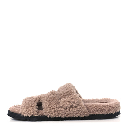 Hermes Woolskin Womens Chypre Sandals 40 Bois De Santal 1 of 8