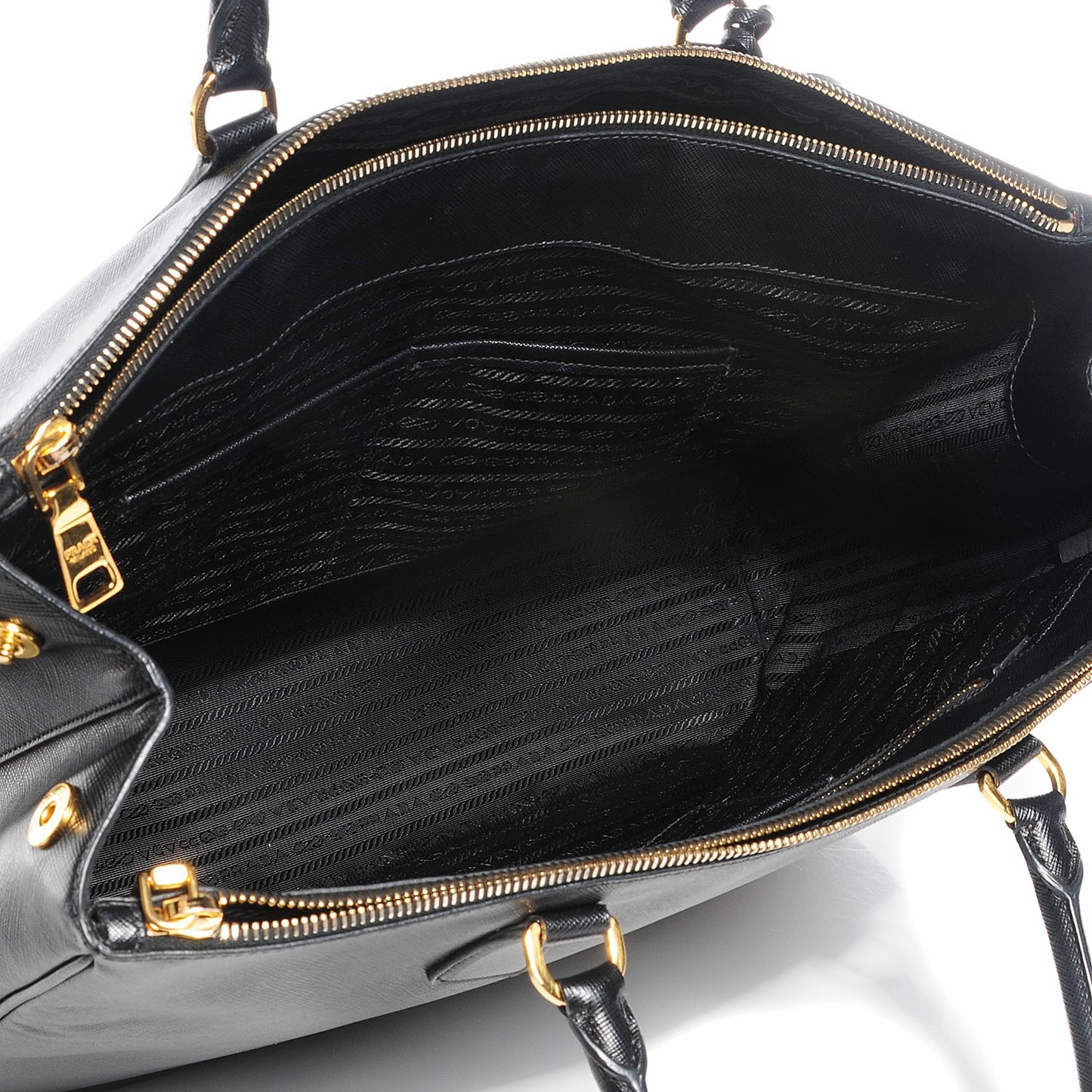 Saffiano Lux Extra Large Galleria Double Zip Tote Black