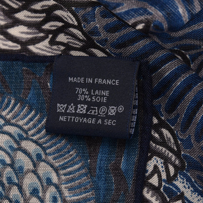 Hermes Wool Silk Sweet Dreams Scarf 100 Bleu Azur Ciel Gris 4 of 4