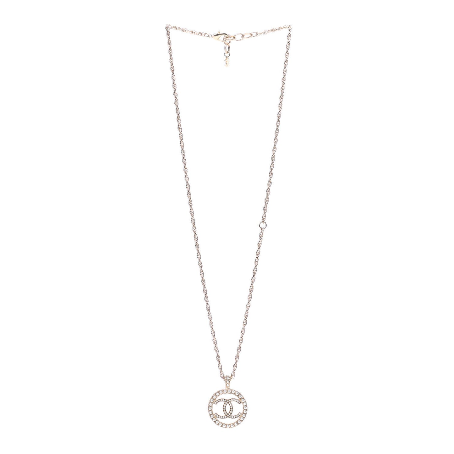Pearl CC Round Pendant Necklace Gold