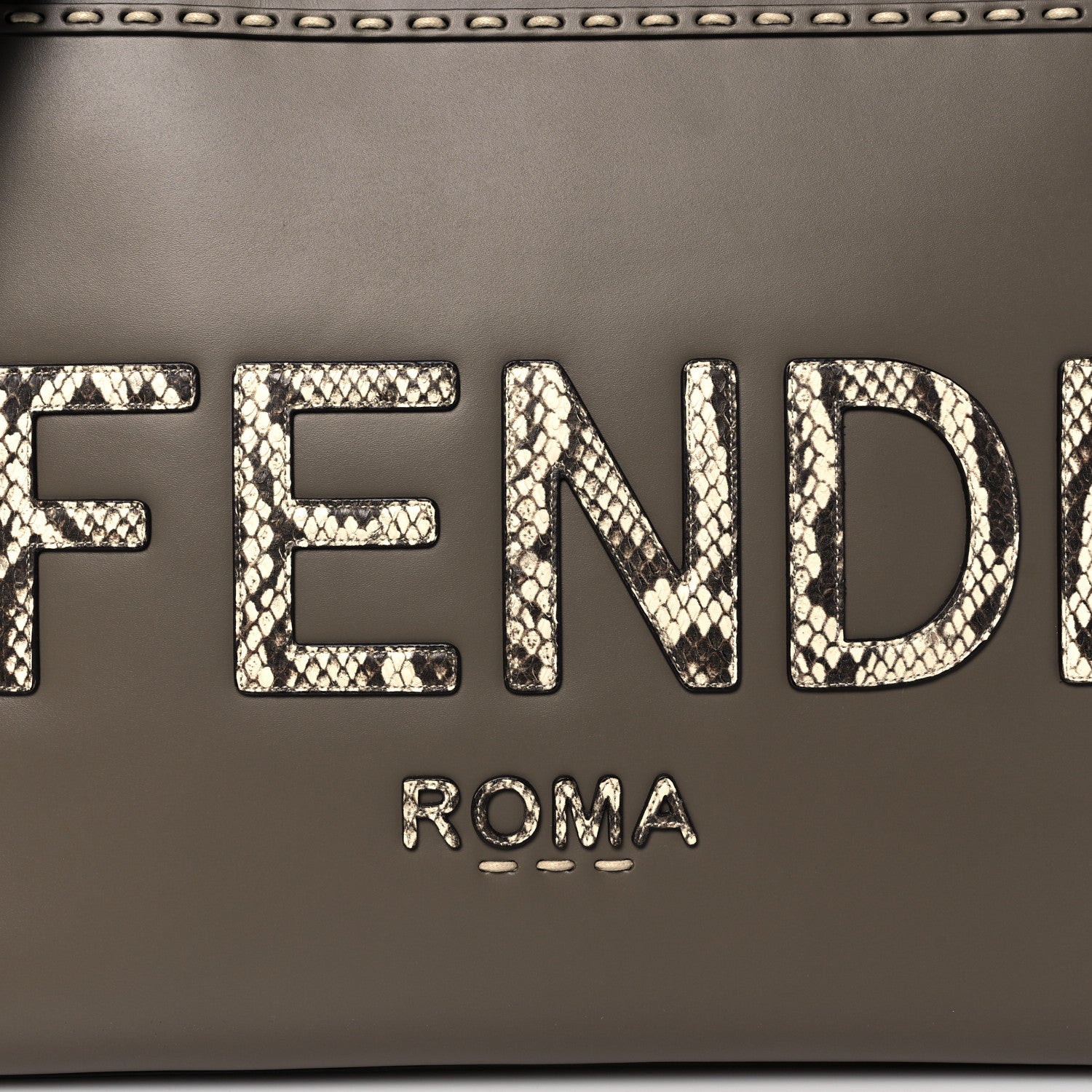 Fendi Vitello King Plexiglass Elaphe Python Print Logo Medium Fendi Sunshine Shopper Tote Tartufo Daisy Roccia 8 of 14