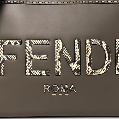Fendi Vitello King Plexiglass Elaphe Python Print Logo Medium Fendi Sunshine Shopper Tote Tartufo Daisy Roccia 8 of 14