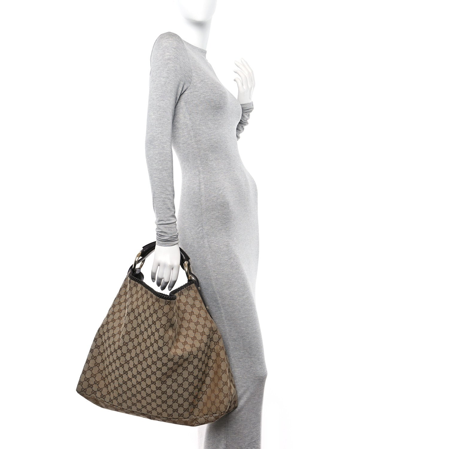 Gucci Monogram Large Horsebit Chain Hobo Dark Brown 2 of 16