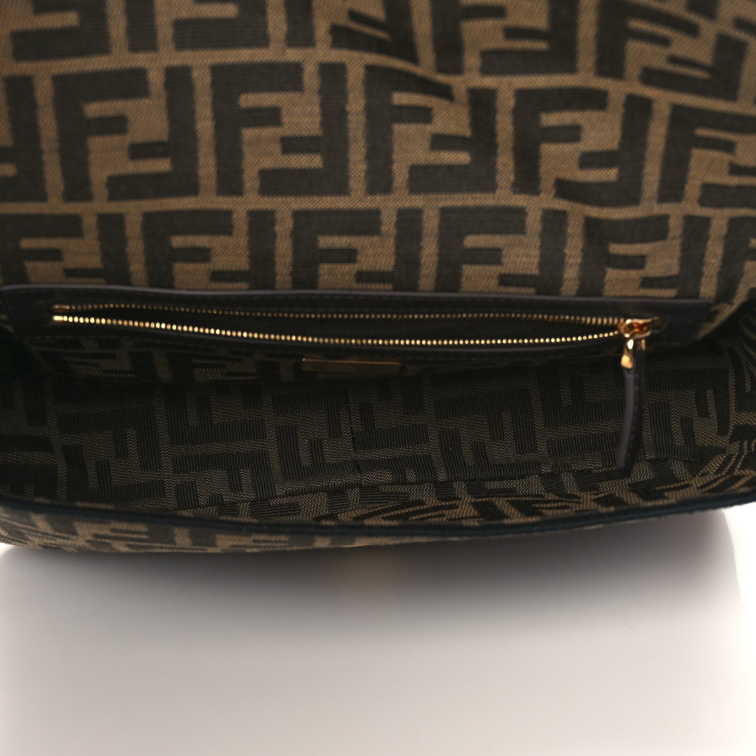 Fendi Fabric Jacquard FF 1974 Medium Baguette Tobacco Moro Black 5 of 12