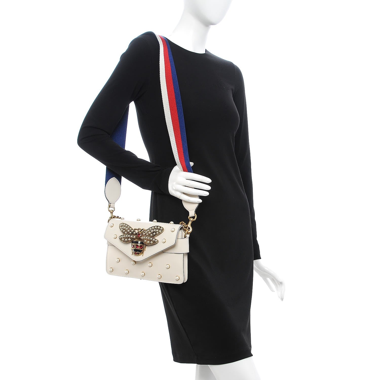 Gucci Nappa Pearl Studded Mini Queen Margaret Broadway Shoulder Bag Mystic White 2 of 8