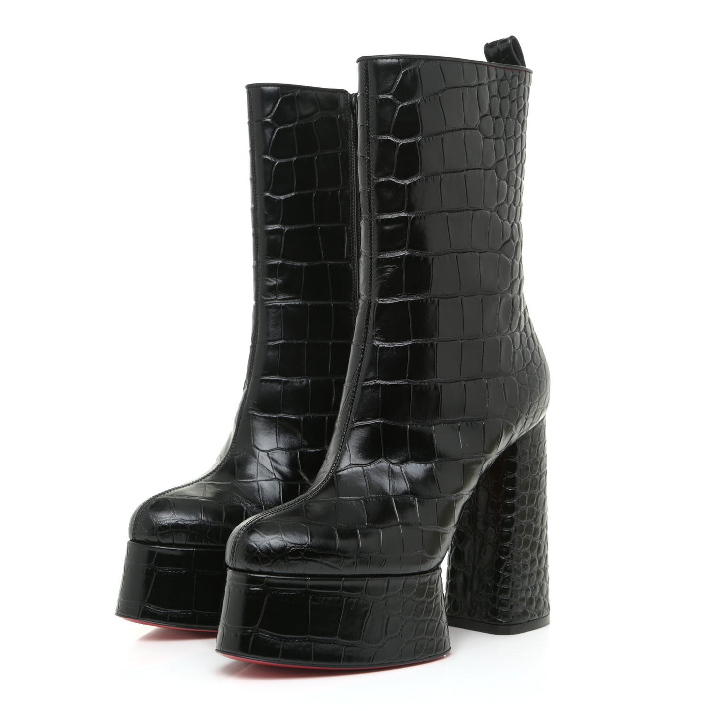 Calfskin Crocodile Embossed Izamayeah 130 Platform Boots 37 Black