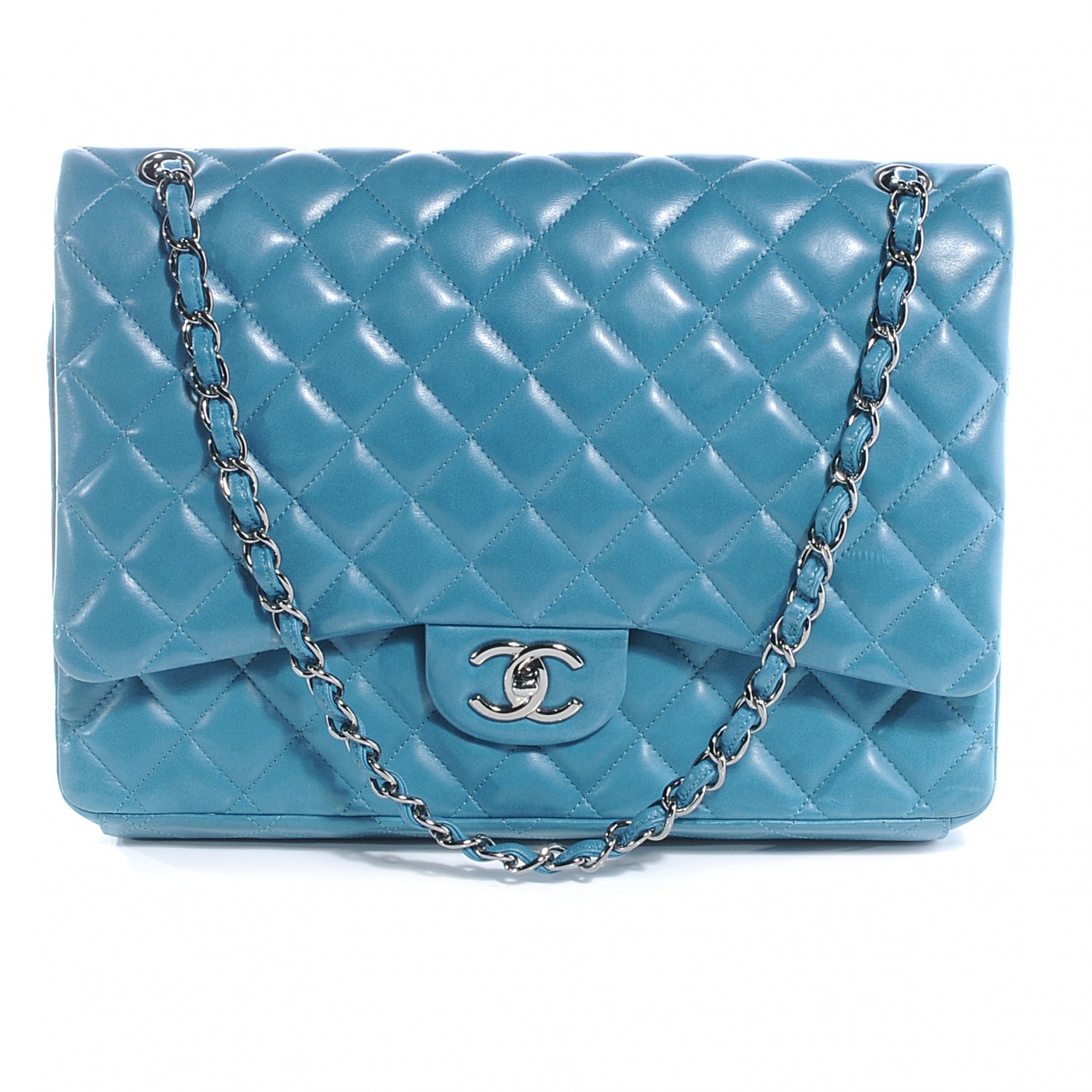 Chanel Lambskin Maxi Double Flap Turquoise 1 of 8