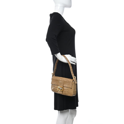 Fendi Fabric Crocodile Crystal Lizard Baguette 2 of 10