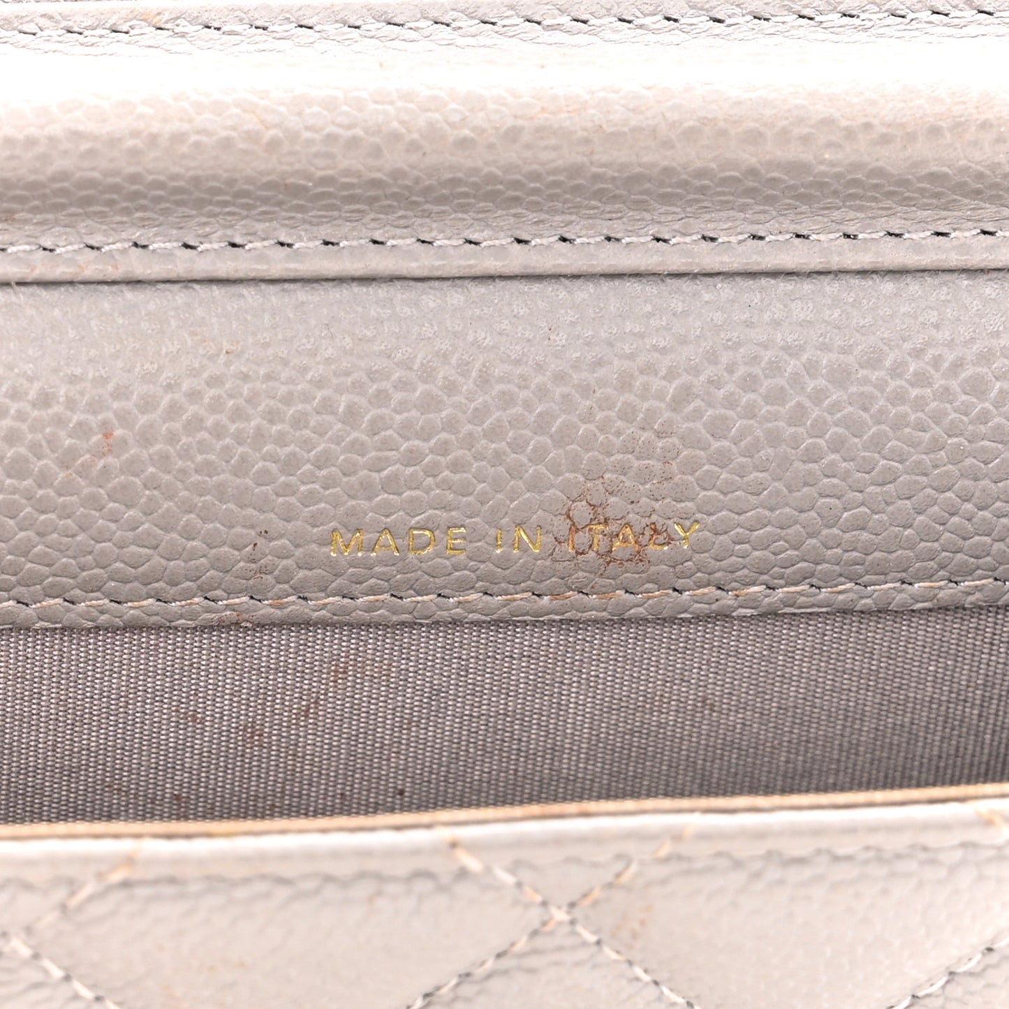 Caviar Quilted Miss Coco Clutch With Chain Grey