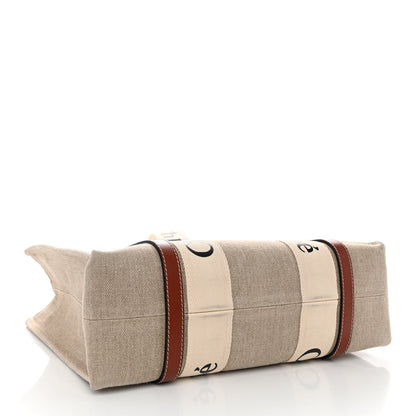 Chloe Cotton Calfskin Medium Woody Ribbon Tote White Brown 5 of 13