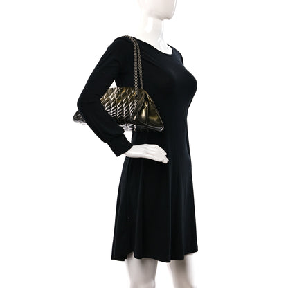 Chanel Metallic Patent Quilted Medium Just Mademoiselle Bowling Bag Green Degrade 3 of 13