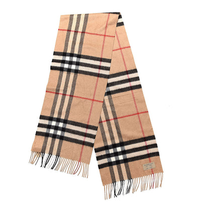 Burberry Cashmere Giant Heritage Check Fringe Scarf Camel 3 of 5