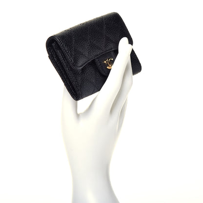 Chanel Caviar Quilted Flap Card Holder Wallet Black 2 of 8