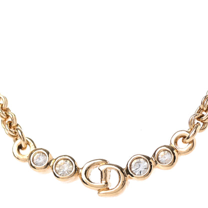 Christian Dior Crystal Chain Necklace Gold 4 of 5