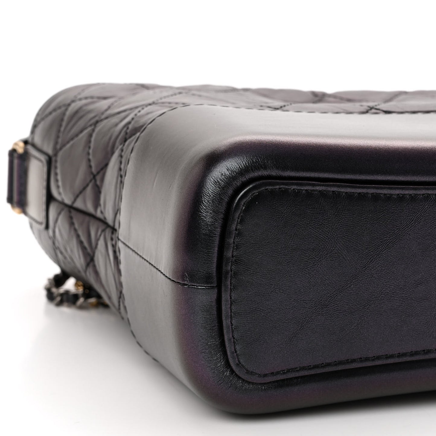 Iridescent Aged Calfskin Quilted Medium Gabrielle Hobo Black