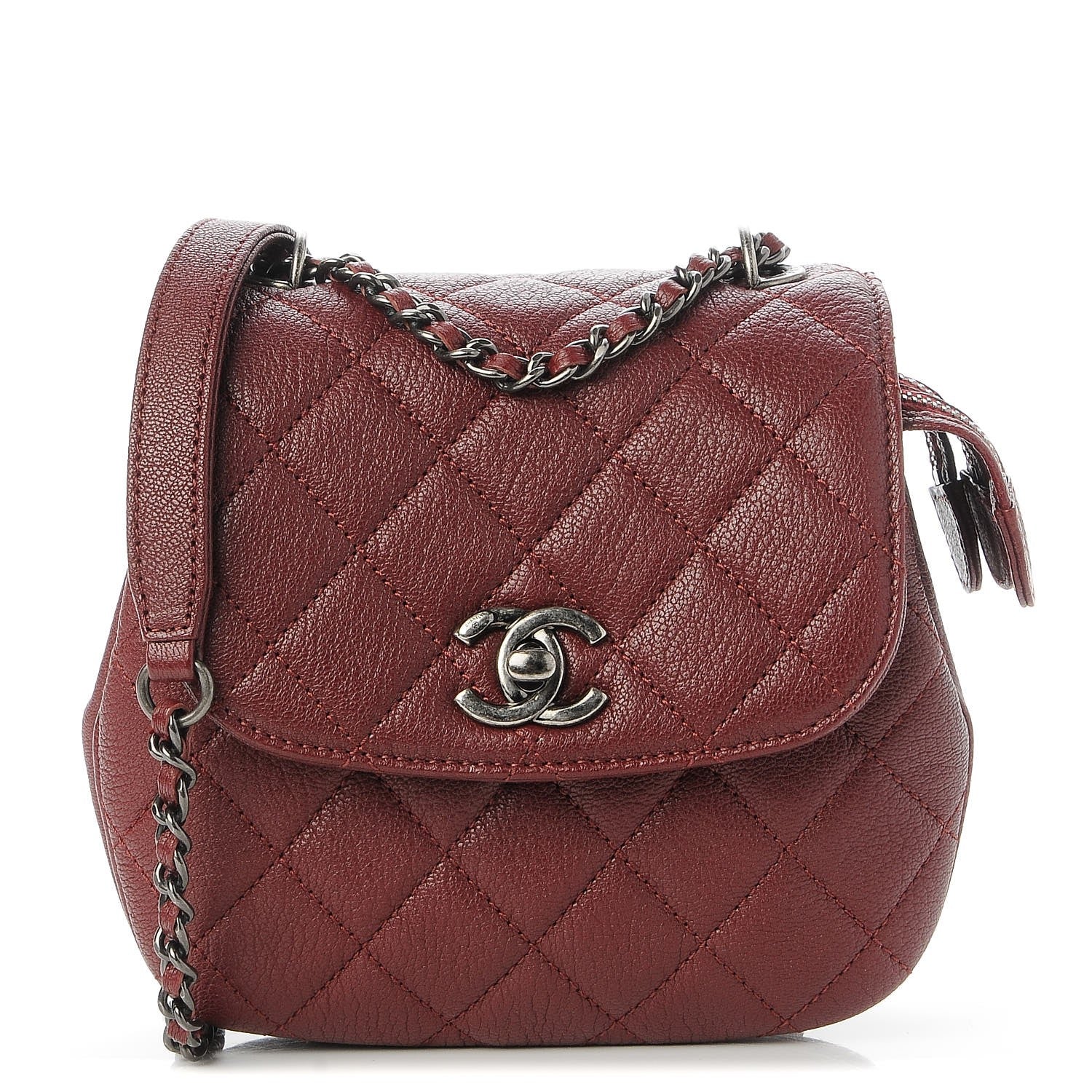 Chanel Goatskin Quilted CC Waiter Crossbody Burgundy 1 of 8