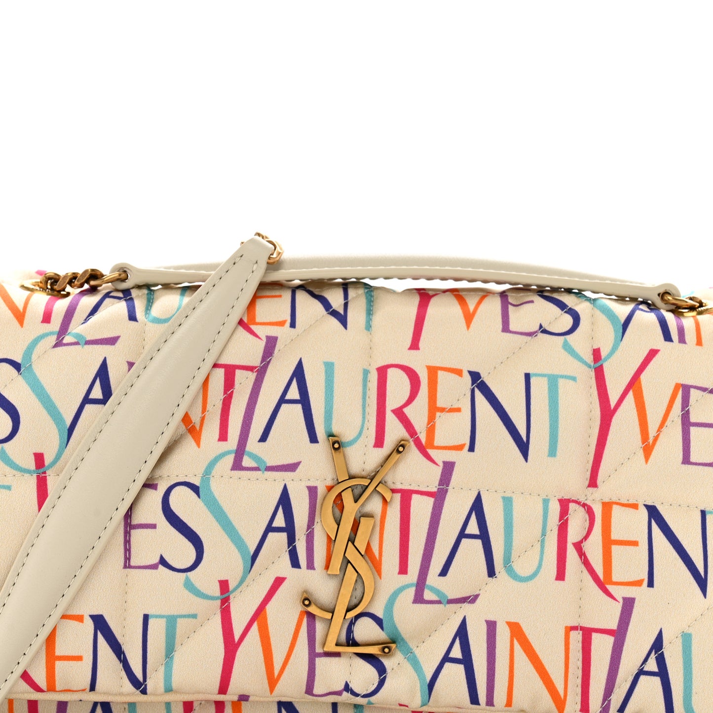 Silk Carre Rive Gauche Print Patchwork Monogram Medium Jamie Multicolor White