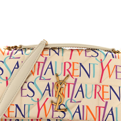 Saint Laurent Silk Carre Rive Gauche Print Patchwork Monogram Medium Jamie Multicolor White 8 of 12