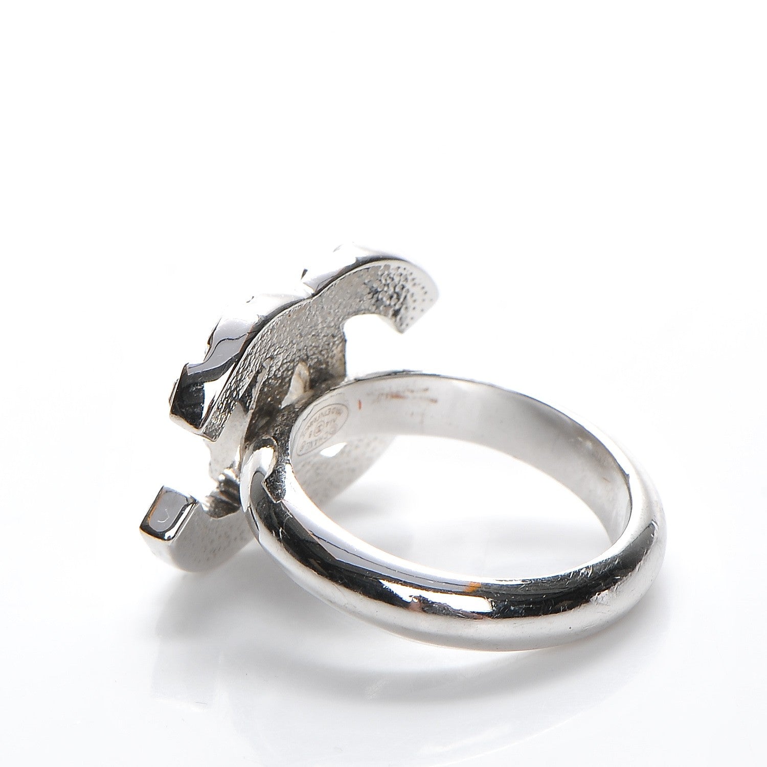 Chanel Crystal Baguette CC Ring 6.5 Silver 3 of 5