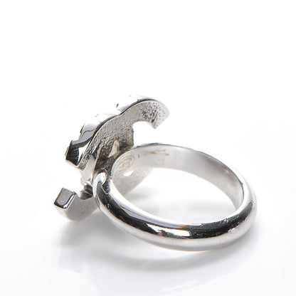 Chanel Crystal Baguette CC Ring 6.5 Silver 3 of 5
