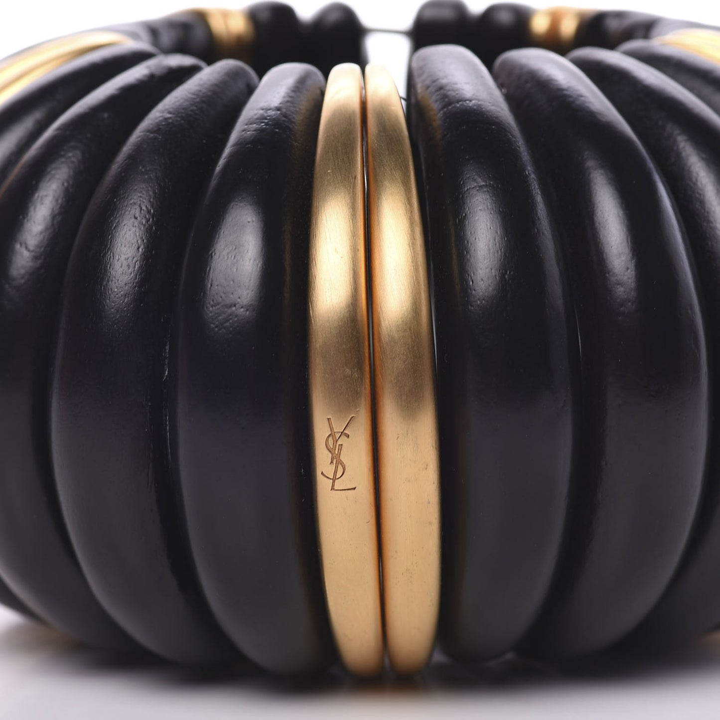 Wooden Mandarin Bracelet Cuff Black Gold
