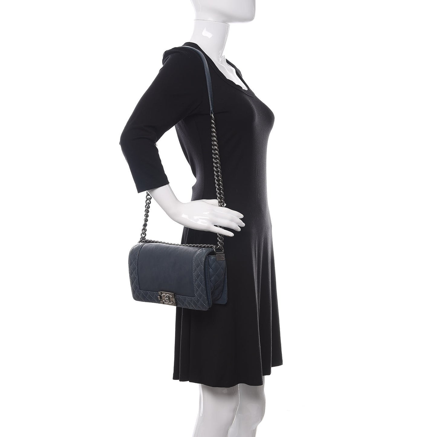 Calfskin Small Boy Reverso Flap Dark Blue