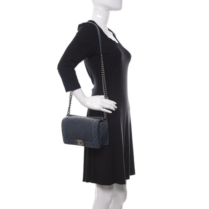 Chanel Calfskin Small Boy Reverso Flap Dark Blue 2 of 10