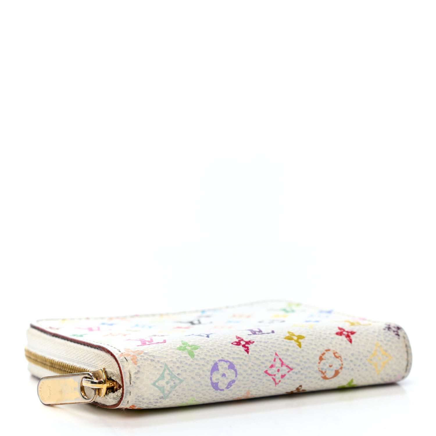 Louis Vuitton Monogram Multicolor Zippy Coin Purse Wallet White Litchi 3 of 4
