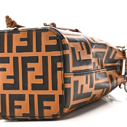 Fendi Vitello Liberty F is Fendi Bi-Color FF 1974 Embossed Mini Mon Tresor Bucket Bag Tobaco Orzo 10 of 10