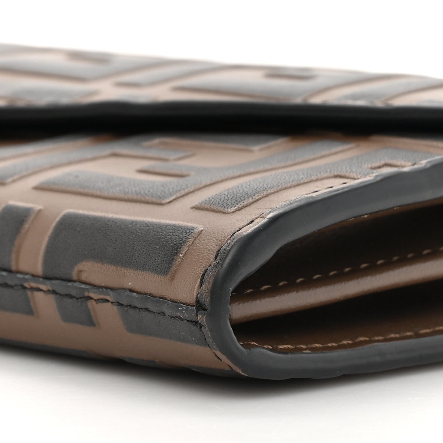 Vitello Soft F is Fendi Bi-Color FF 1974 Embossed Continental Envelope Wallet On Chain Maya Black