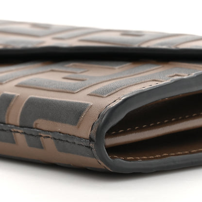 Fendi Vitello Soft F is Fendi Bi-Color FF 1974 Embossed Continental Envelope Wallet On Chain Maya Black 10 of 18