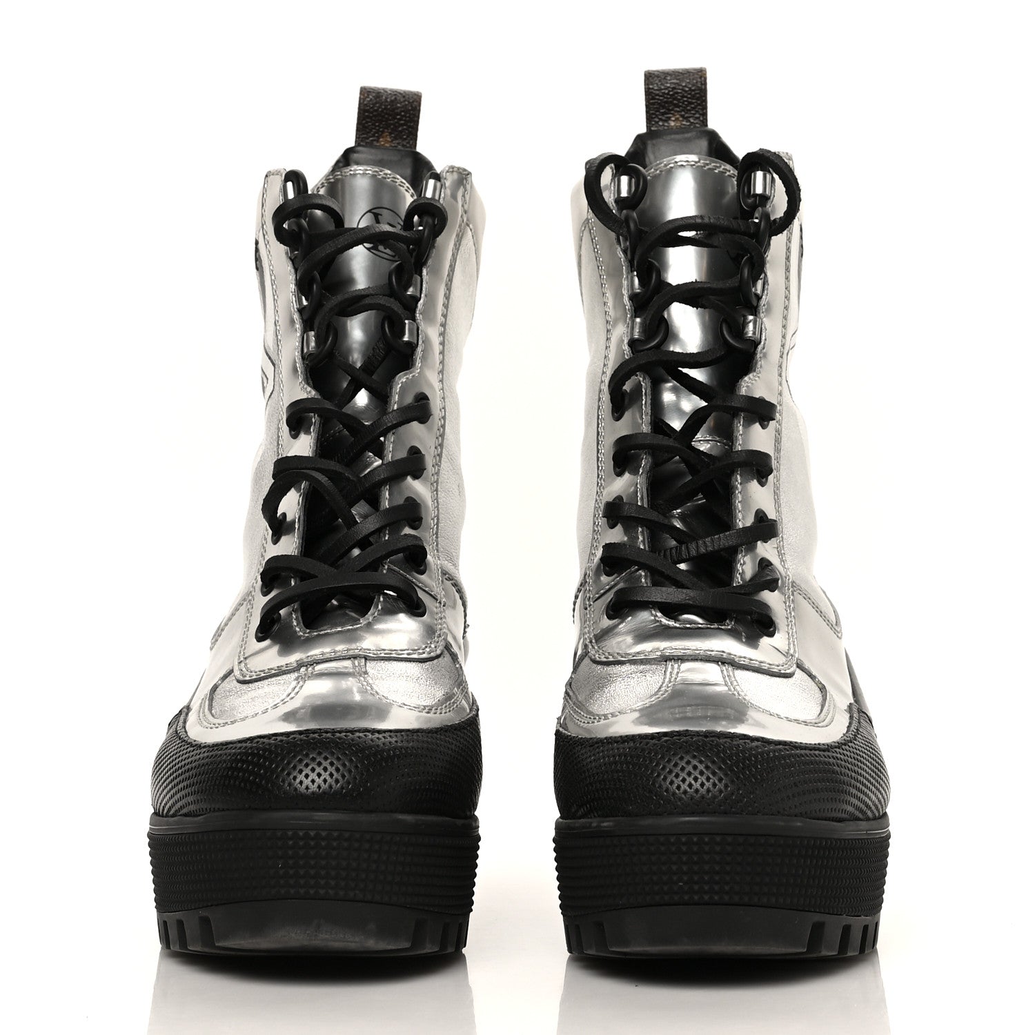 Louis Vuitton Patent Calfskin Spaceship Laureate Platform Desert Boots 37.5 Silver 2 of 10