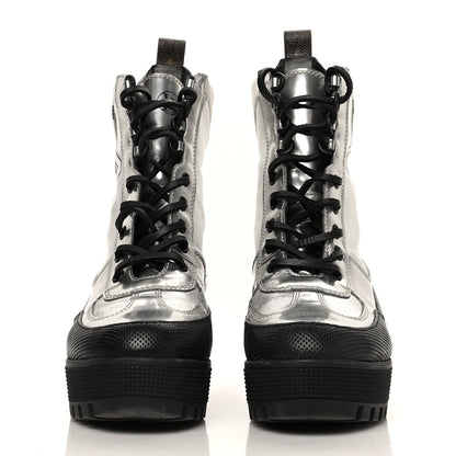 Louis Vuitton Patent Calfskin Spaceship Laureate Platform Desert Boots 37.5 Silver 2 of 10