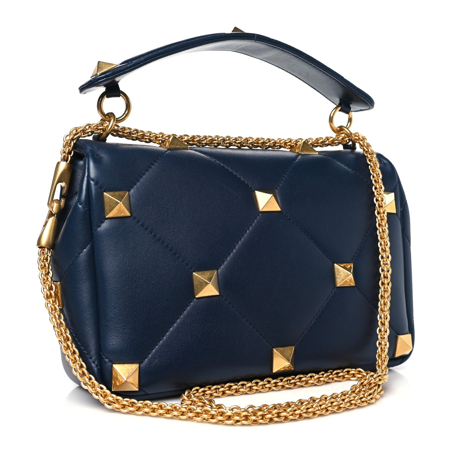 Nappa Large Roman Stud Shoulder Bag Marine