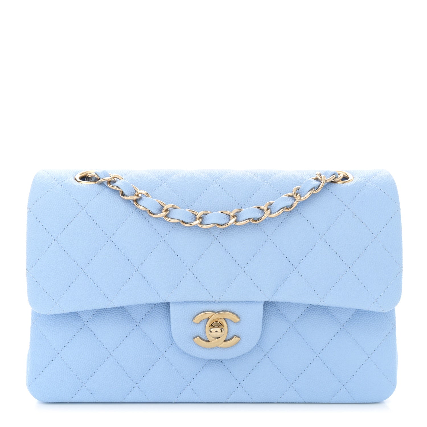 Chanel Caviar Quilted Small Double Flap Light Blue 1 of 10