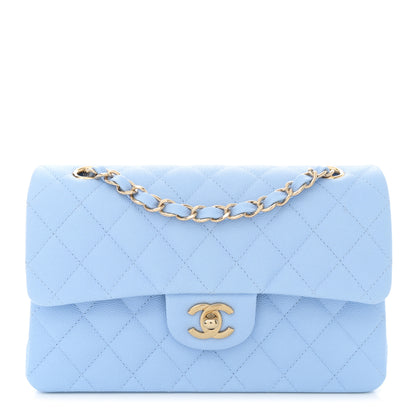 Chanel Caviar Quilted Small Double Flap Light Blue 1 of 10