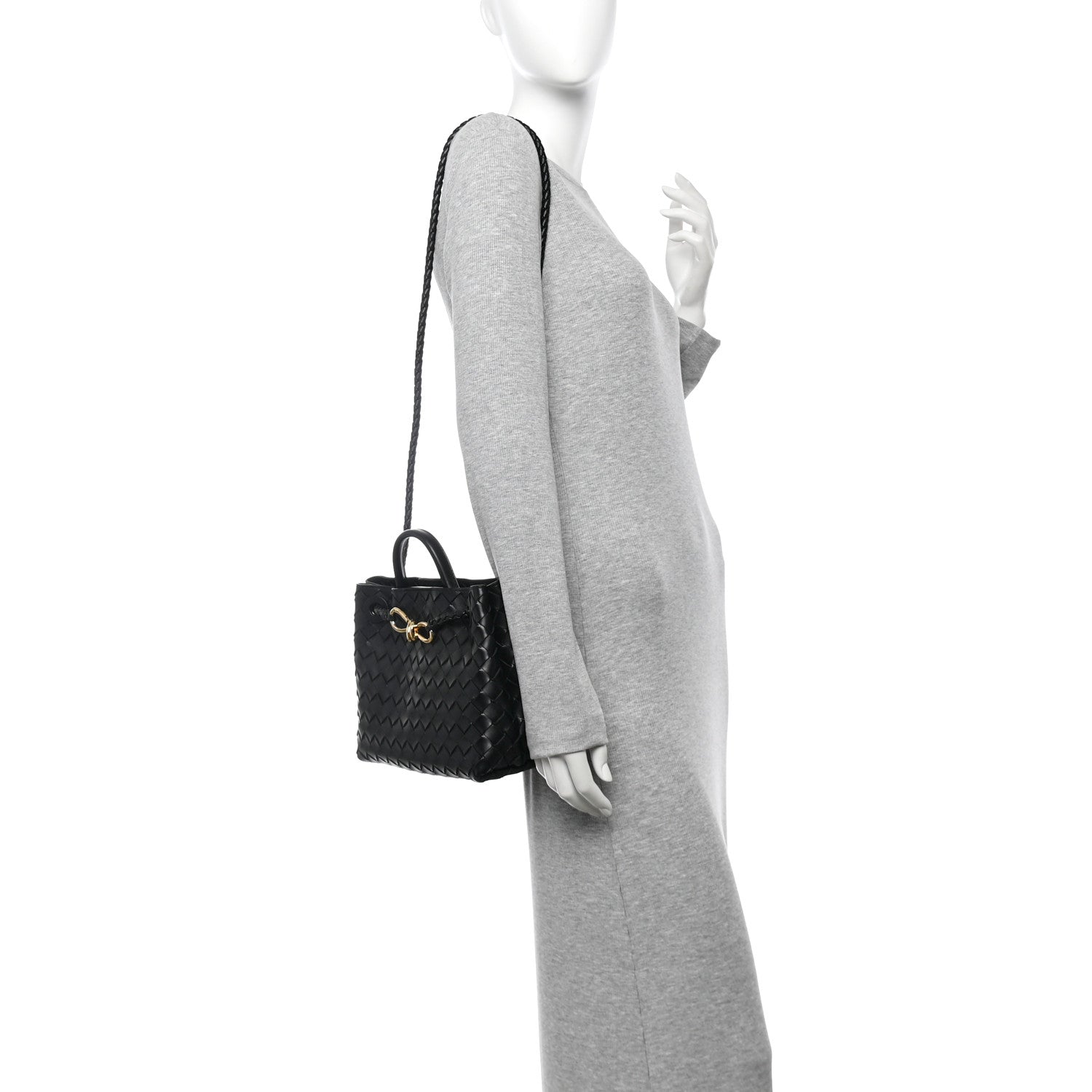 Bottega Veneta Nappa Intrecciato Small Andiamo Shoulder Bag Black 2 of 10