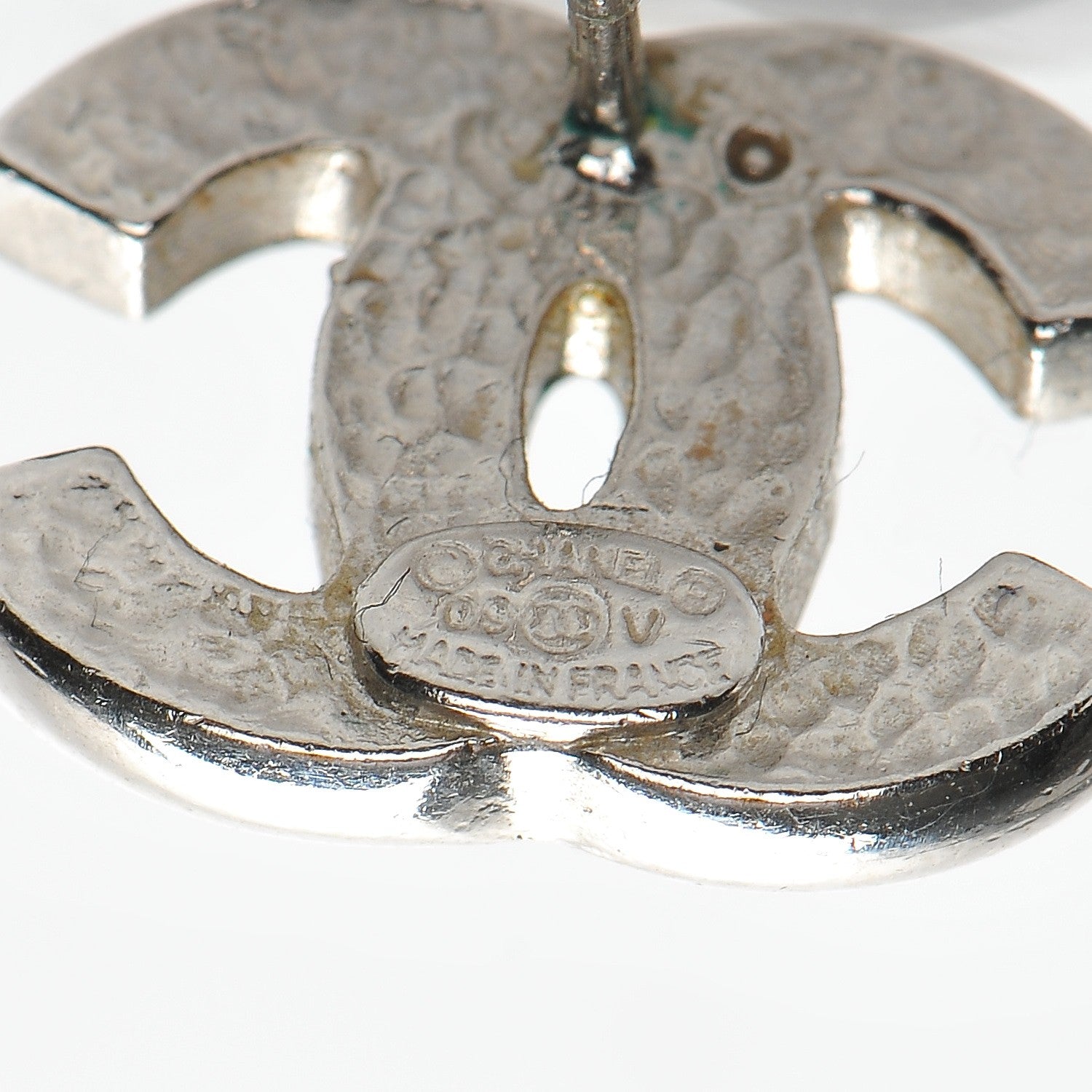 Chanel Crystal Timeless CC Earrings Silver 4 of 4