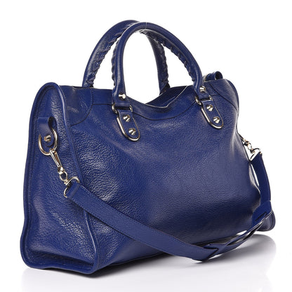 Balenciaga Chevre Gold Metallic Edge Hardware City Bleu Roi 4 of 8